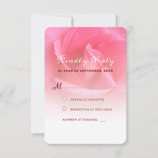 Roze roze reactiekaart RSVP kaartje (Voorkant)