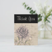 Roze Roze  Retro Grunge Floral Briefkaart (Staand voorkant)