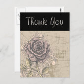 Roze Roze  Retro Grunge Floral Briefkaart (Voorkant / Achterkant)