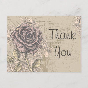 Roze Roze Retro Grunge Floral Briefkaart