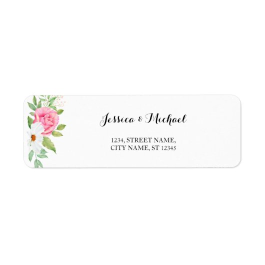 Roze roze rode kosmos Floral Bouquet Wedding Etiket (Voorkant)