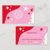 Roze roze rode witte sterren Logo Visitekaartje (Voorkant / Achterkant)