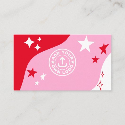 Roze roze rode witte sterren Logo Visitekaartje (Voorkant)