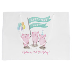 Roze roze roemeense kinderen Birthday Bag Groot Cadeauzakje
