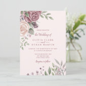 Roze, roze, roestachtige Roos Waterverf bloemen Kaart (Staand voorkant)