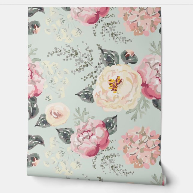 Roze roze roestvrij flessenpatroon behang (Afrollen)