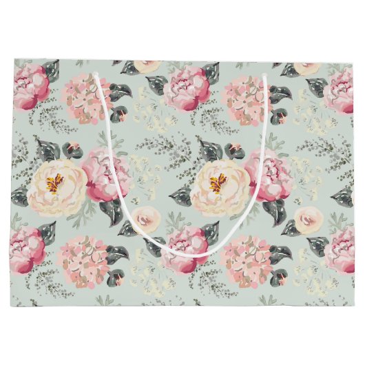 Roze roze roestvrij flessenpatroon groot cadeauzakje (Achterkant)