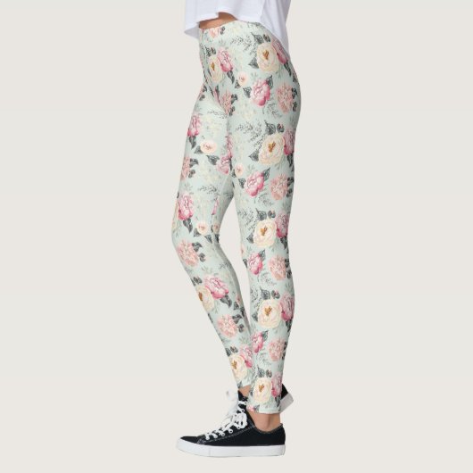 Roze roze roestvrij flessenpatroon leggings (Links)