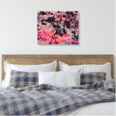 Roze, roze, romantisch bloemenpatroon in aziatisch canvas afdruk (Insitu (Slaapkamer))