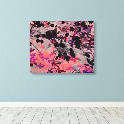 Roze, roze, romantisch bloemenpatroon in aziatisch canvas afdruk (Insitu (Houten vloer))