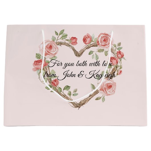 Roze Roze Romantische Rode Roos Bloemhart Huwelijk Groot Cadeauzakje (Voorkant)