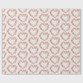 Roze Roze Romantische Rode Roos Bloemig Hart Trouw Cadeaupapier (Vlak)