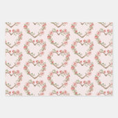 Roze Roze Romantische Rode Roos Bloemig Hart Trouw Inpakpapier Vel (Voorkant)