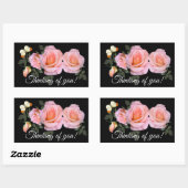 roze roze Romantische rozen en vlinder Rechthoekige Sticker (Vel)