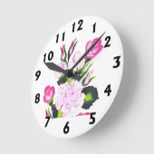 Roze roze ronde wandklok (Hoek)