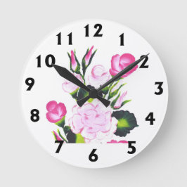 Roze roze ronde wandklok