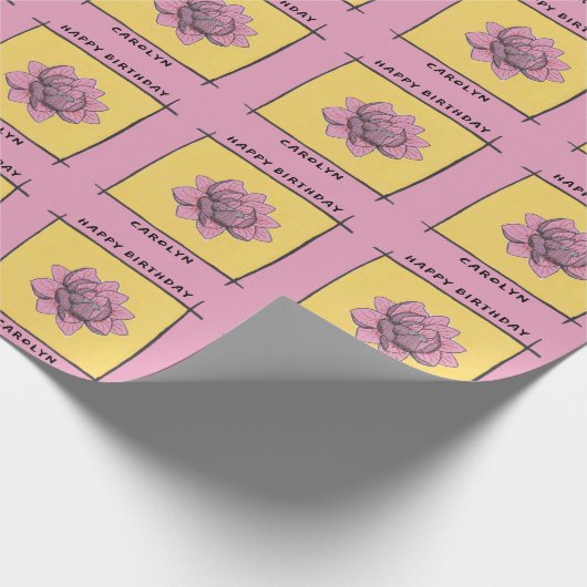  roze roze roodbaars, jouw naam, verjaardag cadeaupapier (Hoek)