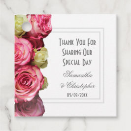 Roze roze roodbloem bedankt bruiloft bedankjes labels