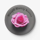 Roze roze roodborstkanker overlevende partij papieren bordje (Voorkant)