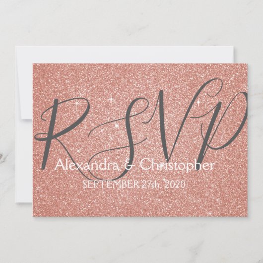 Roze roze roodbruin en Sparkle RSVP Kaart (Voorkant)