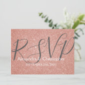 Roze roze roodbruin en Sparkle RSVP Kaart (Staand voorkant)