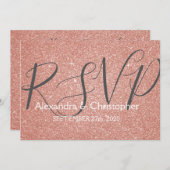 Roze roze roodbruin en Sparkle RSVP Kaart (Voorkant / Achterkant)