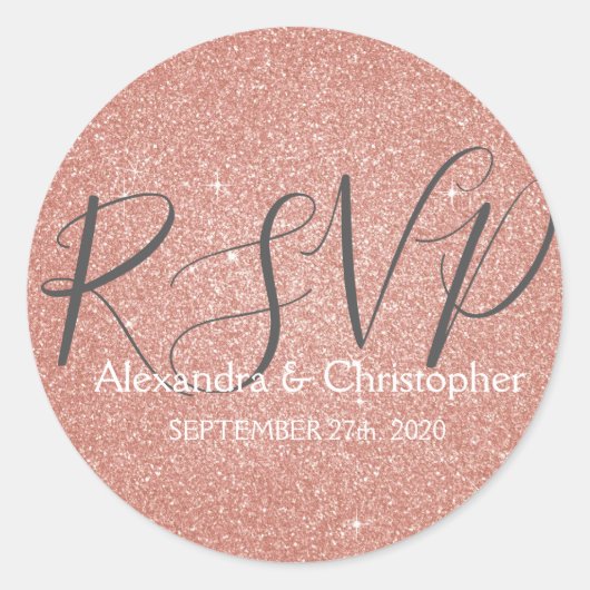 Roze roze roodbruin en Sparkle RSVP Ronde Sticker (Voorkant)