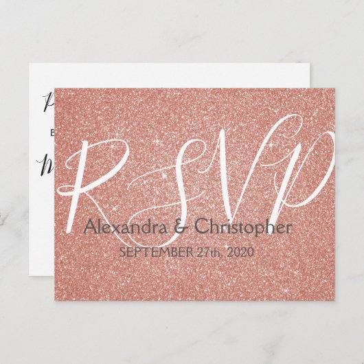 Roze roze roodbruin en Sparkle RSVP Uitnodiging Briefkaart (Voorkant / Achterkant)