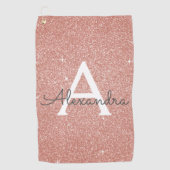 Roze roze roodbruin glitter & Sparkle Monogram Naa Golfhanddoek (Voorkant)