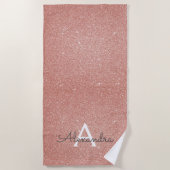Roze roze roodbruin glitter & Sparkle Monogram Naa Strandlaken (Voorkant)