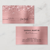 Roze roze roodbruin glitterig stijlvol gebaar visitekaartje (Voorkant / Achterkant)