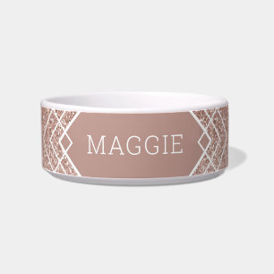 Roze roze roodbruin koper Glitter Boho Pattern Pet Voerbakje