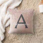 Roze roze roodbruin metalen monogram voor meisjes kussen (Deken)