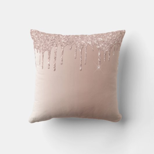 Roze roze roodbruin metalen monogram voor meisjes kussen (Achterkant)