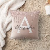 Roze roze roodbruin metalen monogram voor meisjes kussen (Deken)
