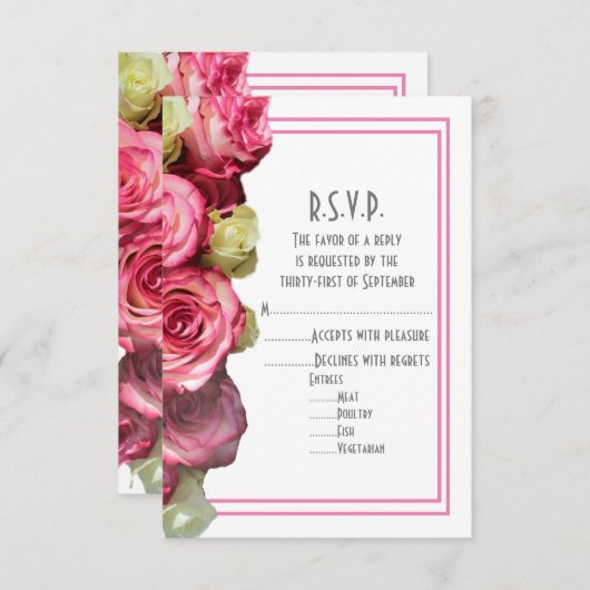 Roze roze roodbruin RSVP kaartje (Voorkant / Achterkant)