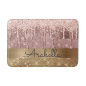 Roze roze roodbruine druppels Aangepaste naam Badmat (Voorkant)