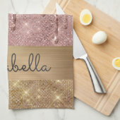 Roze roze roodbruine druppels Aangepaste naam Theedoek (Quarter Fold)