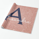 Roze roze roodbruine marineblauw glitter Sparkle M Cadeaupapier<br><div class="desc">Blush Pink - Roos Gold en Navy Blue Faux Glitter en Sparkle Elegant Gift Wrapping Paper. Dit cadeaupapier kan worden aangepast om uw initiaal en voornaam op te nemen voor een cadeaupakket voor een Baby shower,  Vrijgezellenfeest,  vrijgezellenfeest of verjaardagsfeest voor meisjes.</div>