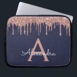 Roze roze roodbruine marineblauw glitter Sparkle M Laptop Sleeve<br><div class="desc">Roze roze rozengoud en marineblauw faux Droog Modern and Elegant Girly Glitter and Sparkle Elegant Monogram Hoesje. Dit hoesje kan worden aangepast om uw initiaal en voornaam te omvatten.</div>
