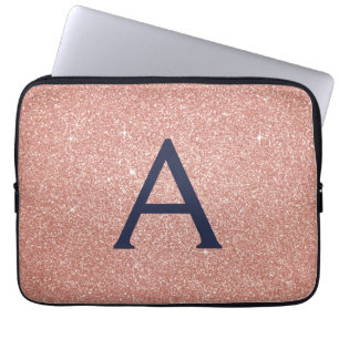 Roze roze roodbruine marineblauw glitter Sparkle M Laptop Sleeve