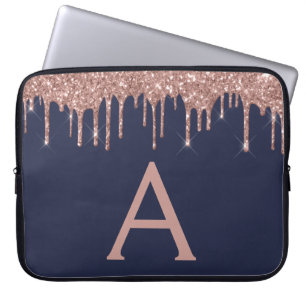 Roze roze roodbruine marineblauw glitter Sparkle M Laptop Sleeve