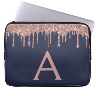 Roze roze roodbruine marineblauw glitter Sparkle M Laptop Sleeve