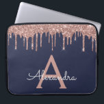 Roze roze roodbruine marineblauw glitter Sparkle M Laptop Sleeve<br><div class="desc">Roze roze rozengoud en marineblauw faux Droog Modern and Elegant Girly Glitter and Sparkle Elegant Monogram Hoesje. Dit hoesje kan worden aangepast om uw initiaal en voornaam te omvatten.</div>