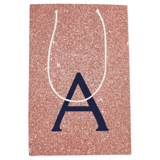 Roze roze roodbruine marineblauw glitter Sparkle M Medium Cadeauzakje (Voorkant)