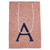 Roze roze roodbruine marineblauw glitter Sparkle M Medium Cadeauzakje (Achterkant)