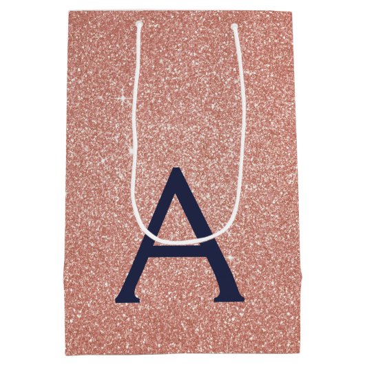Roze roze roodbruine marineblauw glitter Sparkle M Medium Cadeauzakje (Achterkant)
