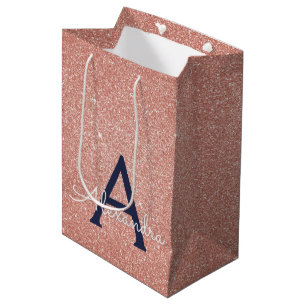 Roze roze roodbruine marineblauw glitter Sparkle M Medium Cadeauzakje