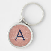 Roze roze roodbruine marineblauw glitter Sparkle M Sleutelhanger (Voorkant)