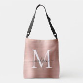 Roze roze roodbruine monogram grafisch geborsteld  crossbody tas (Achterkant)
